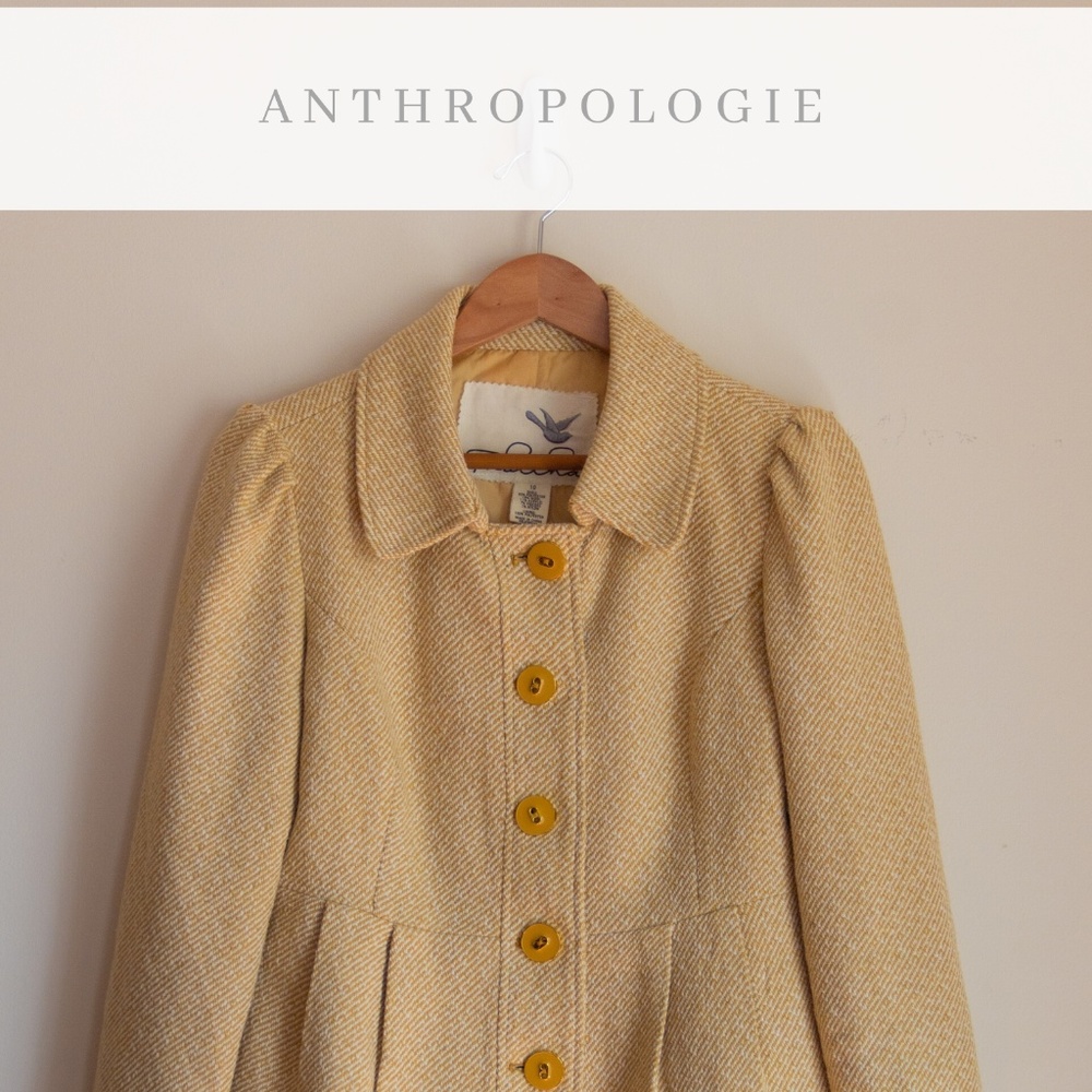 TABITHA ANTHROPOLOGIE Yellow Peplum Jacket